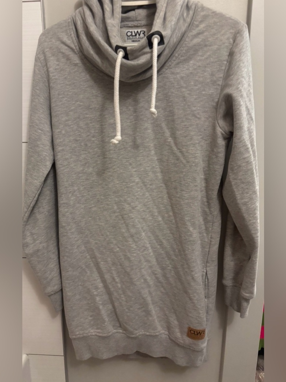CLWR Women’s Light Gray Cowl Neck Sweater